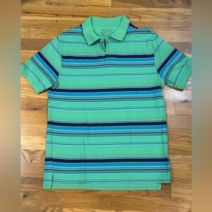 Saddlebred Striped Green Polo Shirt Size Large